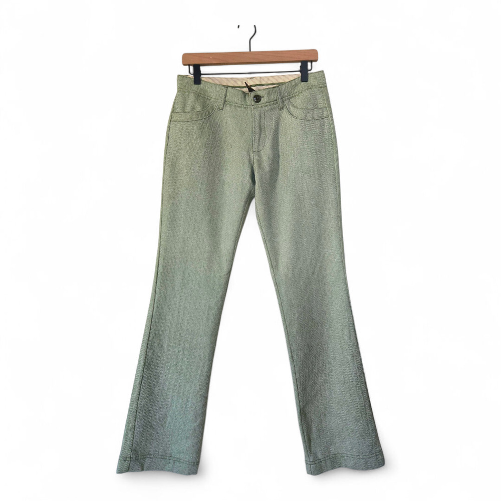 Element Herringbone Wool Blend Pants Size 5 Green Bootcut Retro Y2K